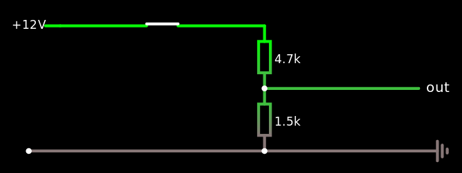 Potential divider with 4.7k and 1.5k resistors