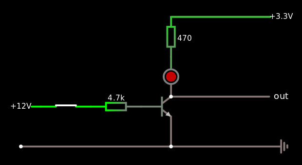 Circuit with indicator LED in place of plain pullup